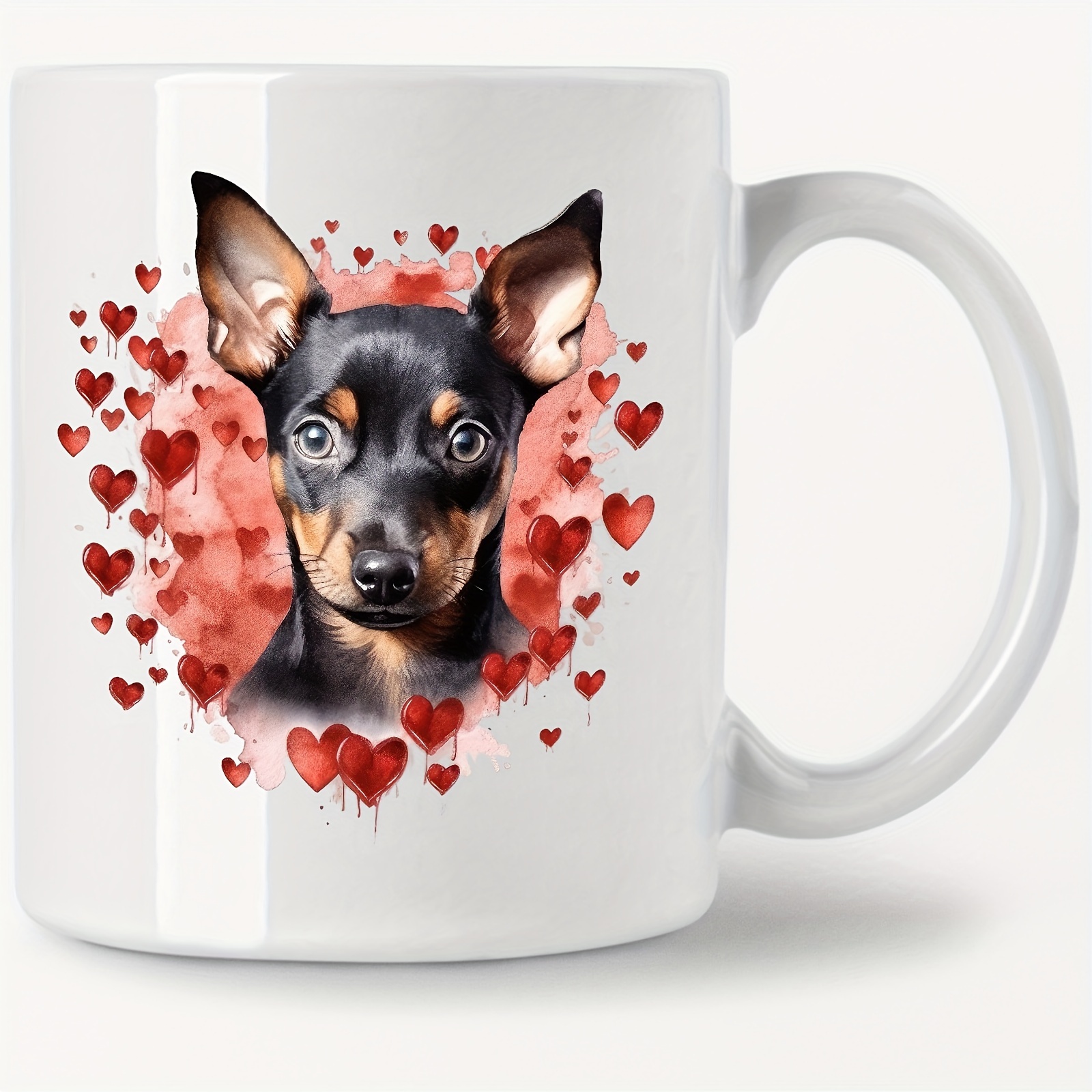 

1pc 11oz/330ml Mug For Cafe, Coffee Mug, Miniature Pinscher 1, Gift For Friends, Sisters, Colleagues, Family, Coffee Drinker, Owner, Ceramic Cup, Holiday Gift