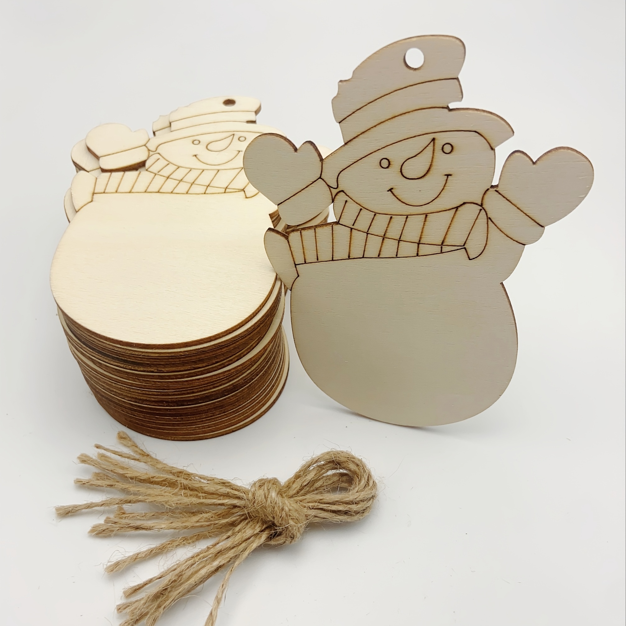 

10- Plywood Snowman - Unfinished Wooden Christmas Ornaments For Diy Crafts, Decorations, Hanging Embellishments