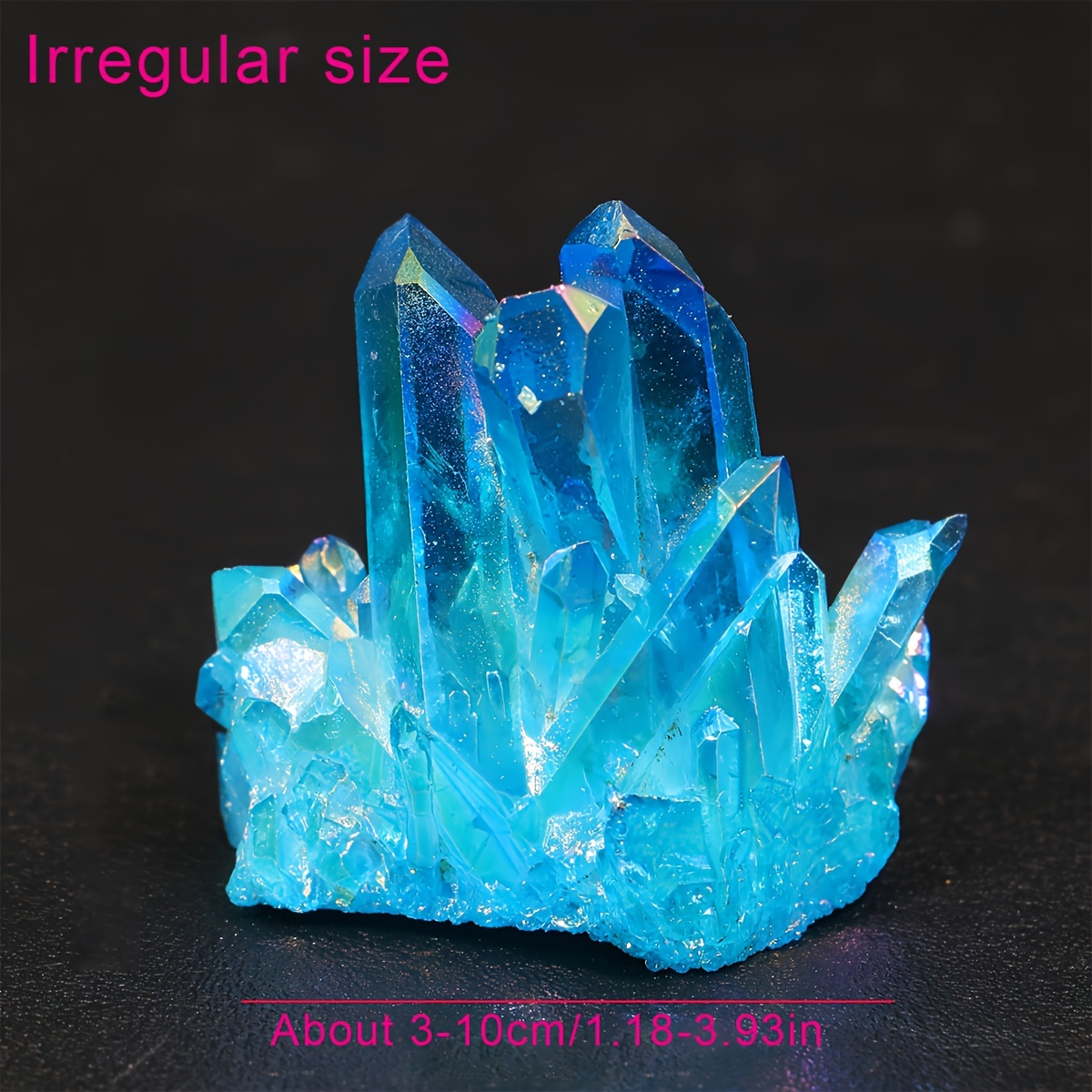 TEMU 1 pièce de quartz à aura bleue naturelle AAA en cristal naturel, échantillon en titane, ornement décoratif à aura