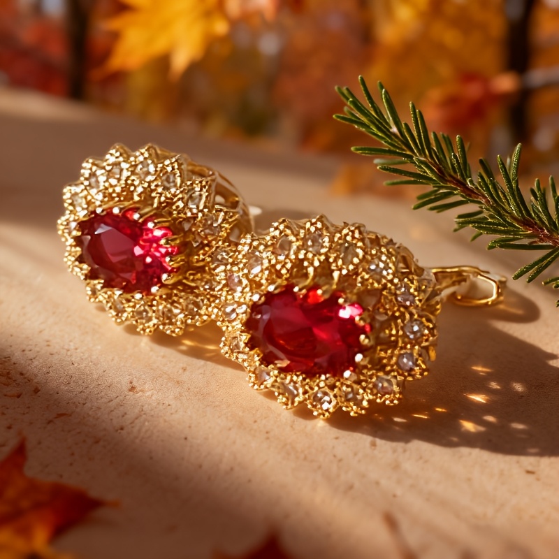 Image of Advanced And Elegant Earrings With Synthetic Synthetic Zirconia, High-grade Oval Sun Flower Earrings, Simple And Versatile For Daily Use, Holiday And Anniversary Gifts()