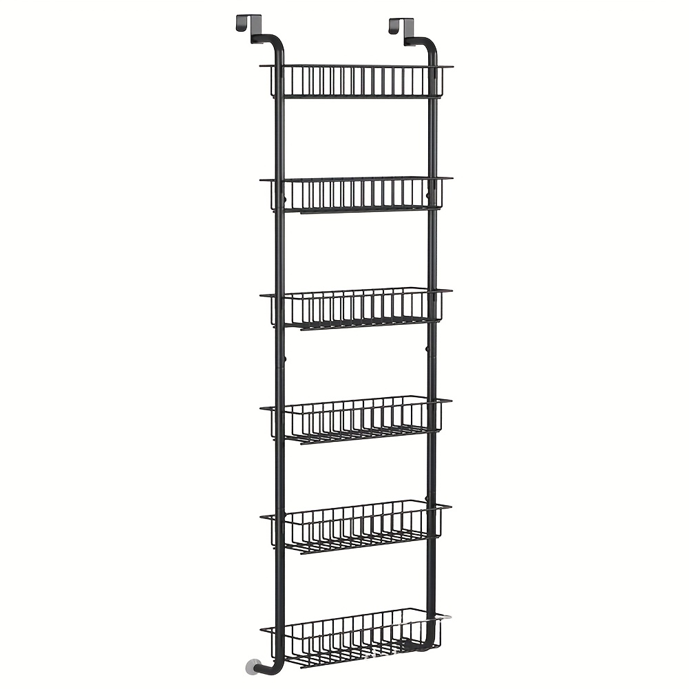 TEMU Over The Door Pantry Organizer 6-tier Adjustable Pantry Door Hanging Organizer Metal Hanging Basket Wall Spice Rack Seasoning Shelves Storage