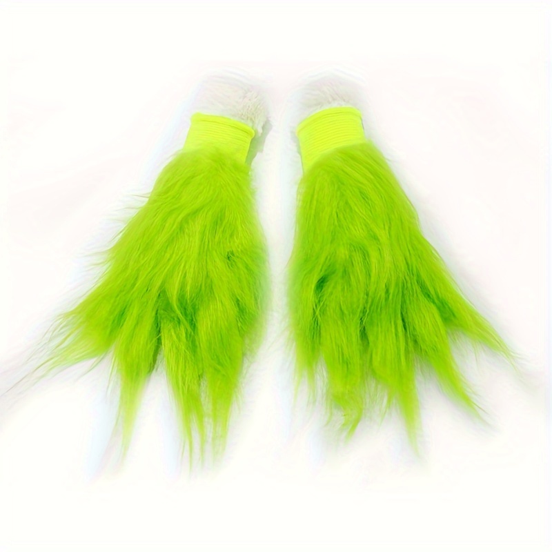 

Green Fuzzy Gloves For Christmas - 1 Pair, Polyester, Holiday Parties & Gifts, Christmas Gloves