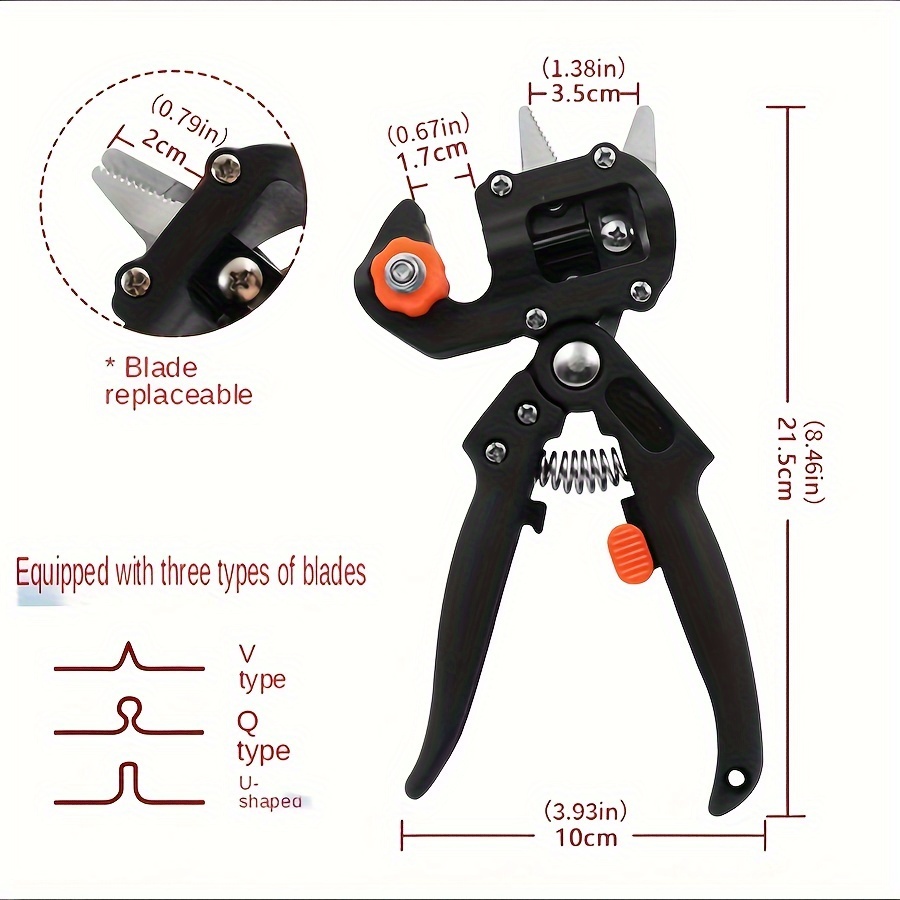 gardening grafting tool set 3 different cutting blade screwdriver small wrench special storage bag agricultural pruning shears fruit tree pruning shears cutting knife grafting shears with 3 types of cutting details 1