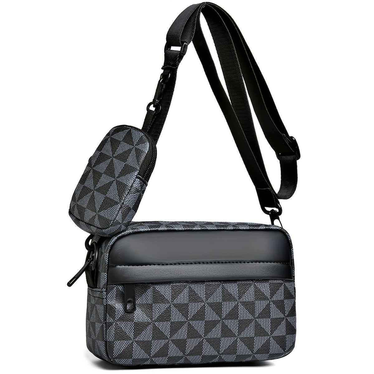 Image of Unisex Square Bag, Men's And Women' Shoulder Crossbody Bag, Trendy Brand Casual Checkered Korean Version Sports Bag, Personalized And Fashionable Small Shoulder Bag [zipper Random]