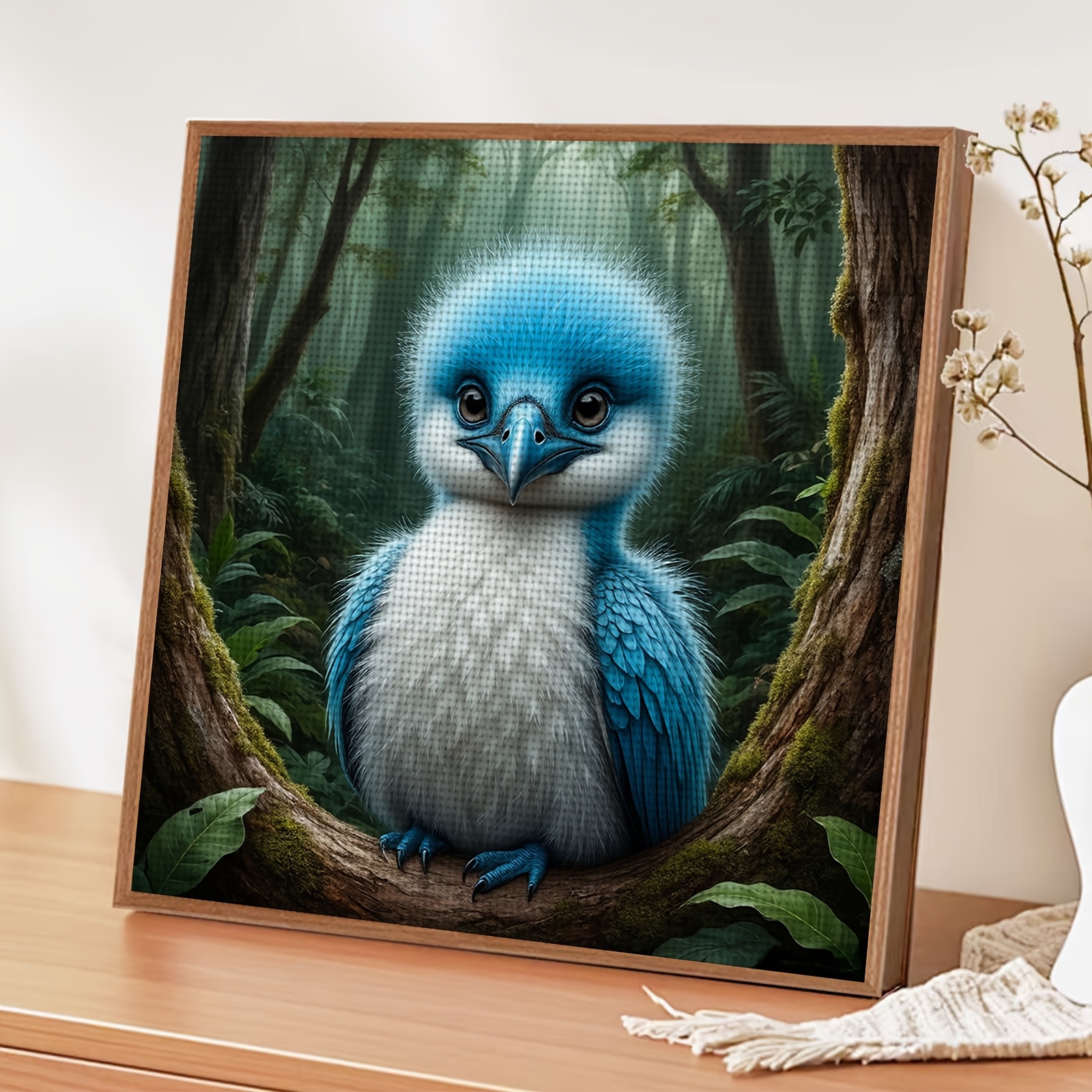 11CT Beginner Cross Stitch Kit with Blue and White Birds Design