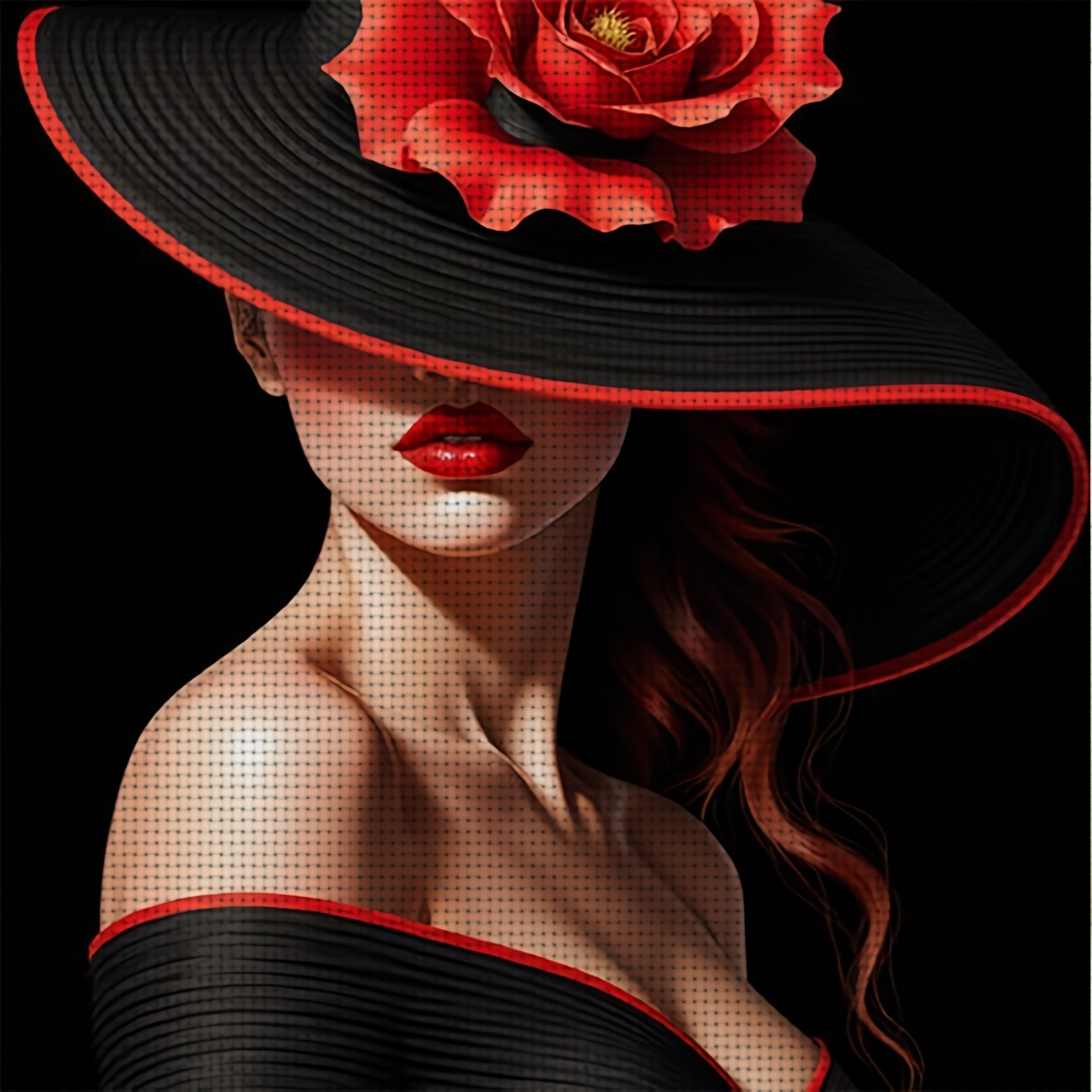 TEMU 1pc Printed Diy Cross- Kit, Frameless, "beautiful Red-hooded Lady" Pattern, Beginners' Relaxing Craft Time, Allowing You To Experience The Full