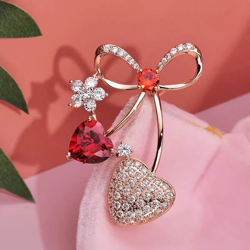 E-shop Herzförmige Brosche, elegantes Damenmode-Accessoire, geeignet für Mäntel und Anzüge, perfektes Weihnachtsgeschenk