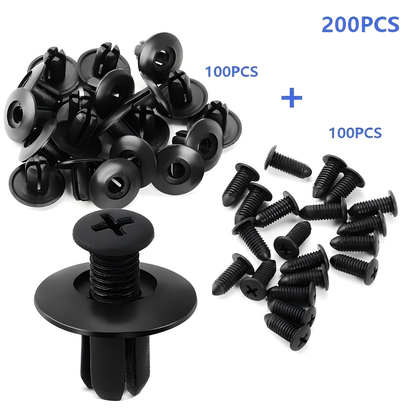 TEMU 200pcs Of 8mm Plastic Securing Car Mud Flaps, Made Of Plastic Material. Universal Fastening Clamps Suitable For Car Mud Flaps, Bumper Mud Flap