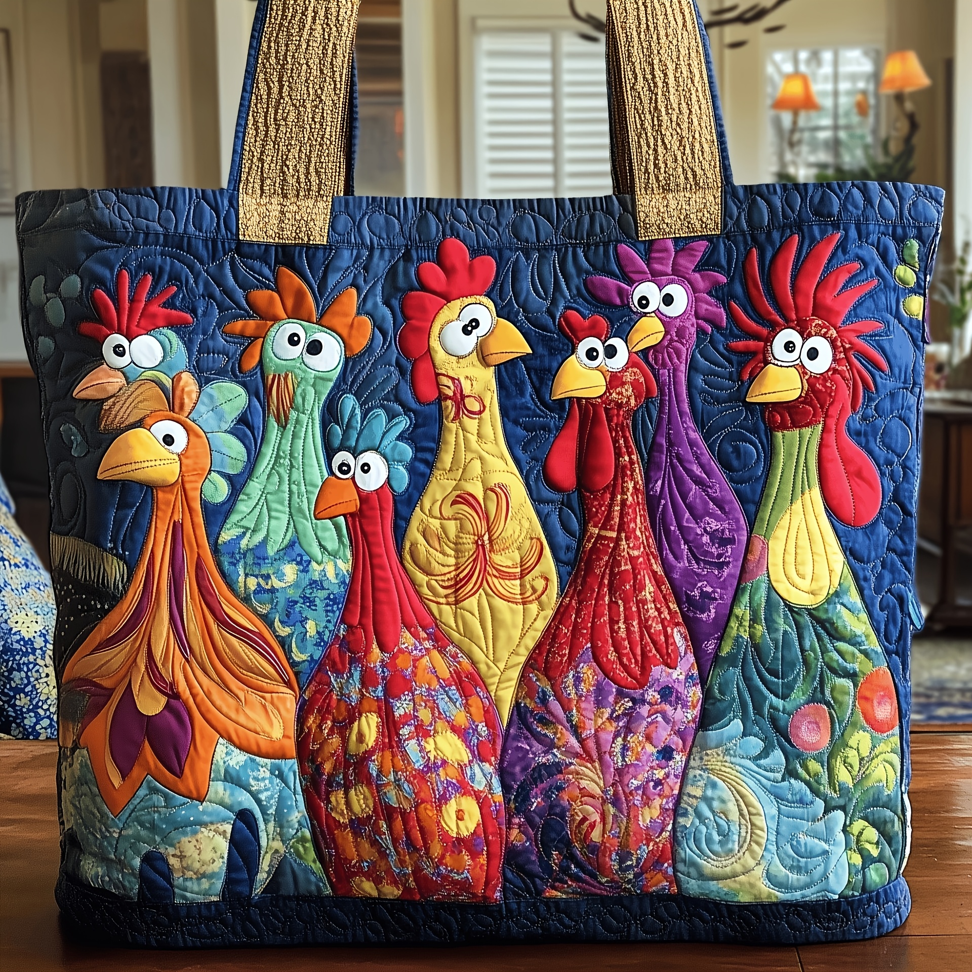TEMU Women' Tote Bag - A Cute Chicken-patterned Canvas Bag, Suitable For Shopping, Commuting, Grocery Shopping And Daily Use