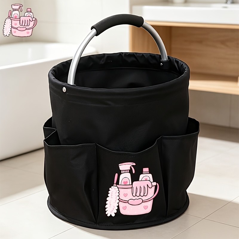 TEMU 1pc Wash And Clean Pattern Bucket Tool Organizer Bag, Home And Outdoor Dual-use Storage Bucket, Handheld Multi-pocket Classification Storage,