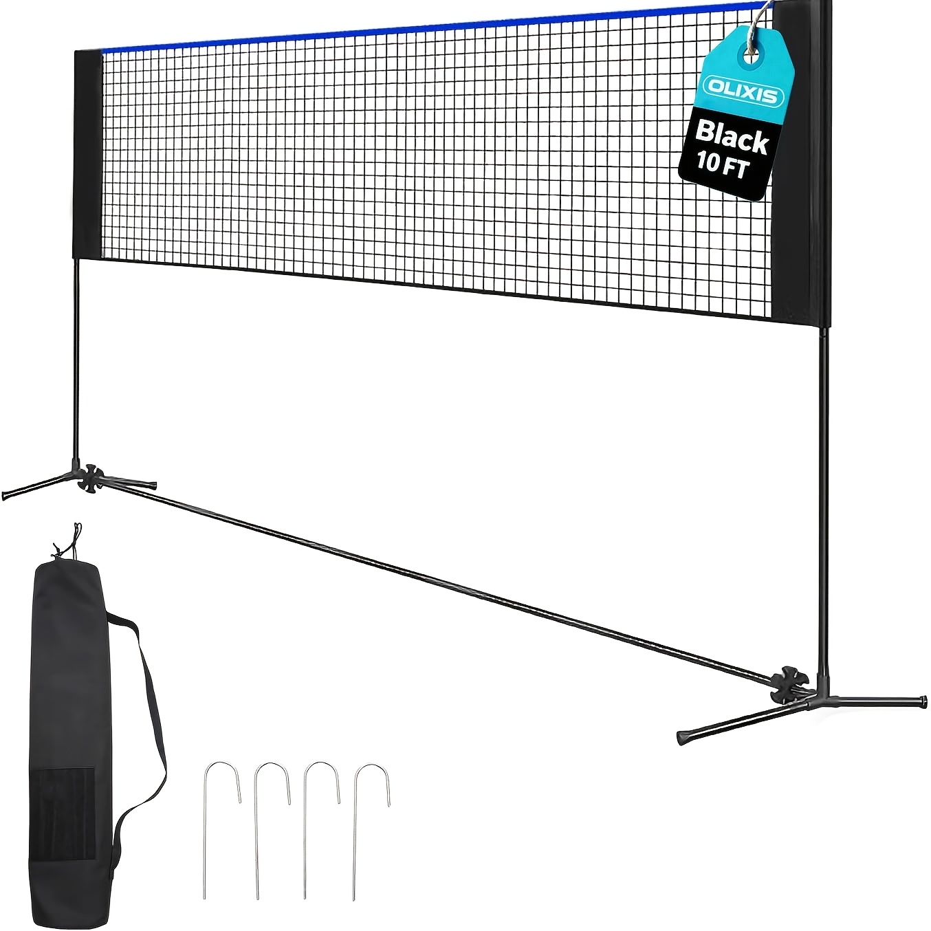 TEMU Portable Badminton Volleyball Net Adjustable Height & Tension With Premium Carry Bag, Weather-resistant For Outdoor, Pool, Backyard Use And Indoor Court Games