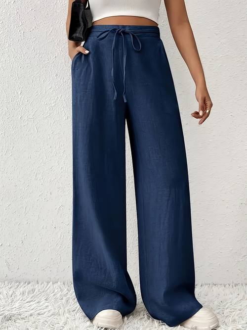 2026 spring summer new arrival womens casual french style comfortable and fashionable high waist straight leg wide leg pants with pockets