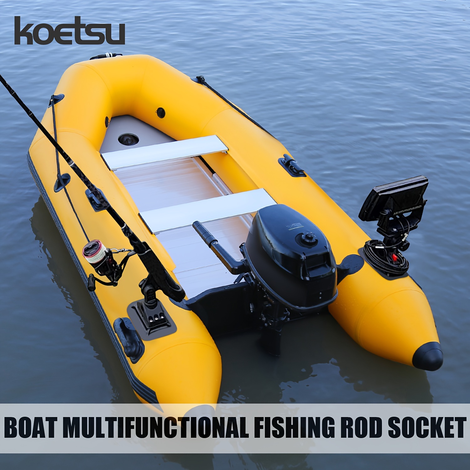 

Koetsu Adjustable Inflatable Boat Fishing Rod Holder - , Black Nylon, For & Kayak