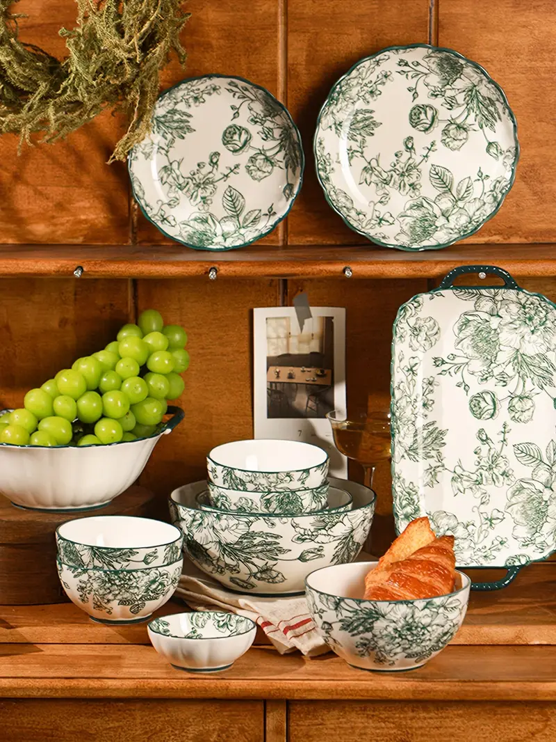 juego vajilla cerámica vintage verde piezas Temu Spain