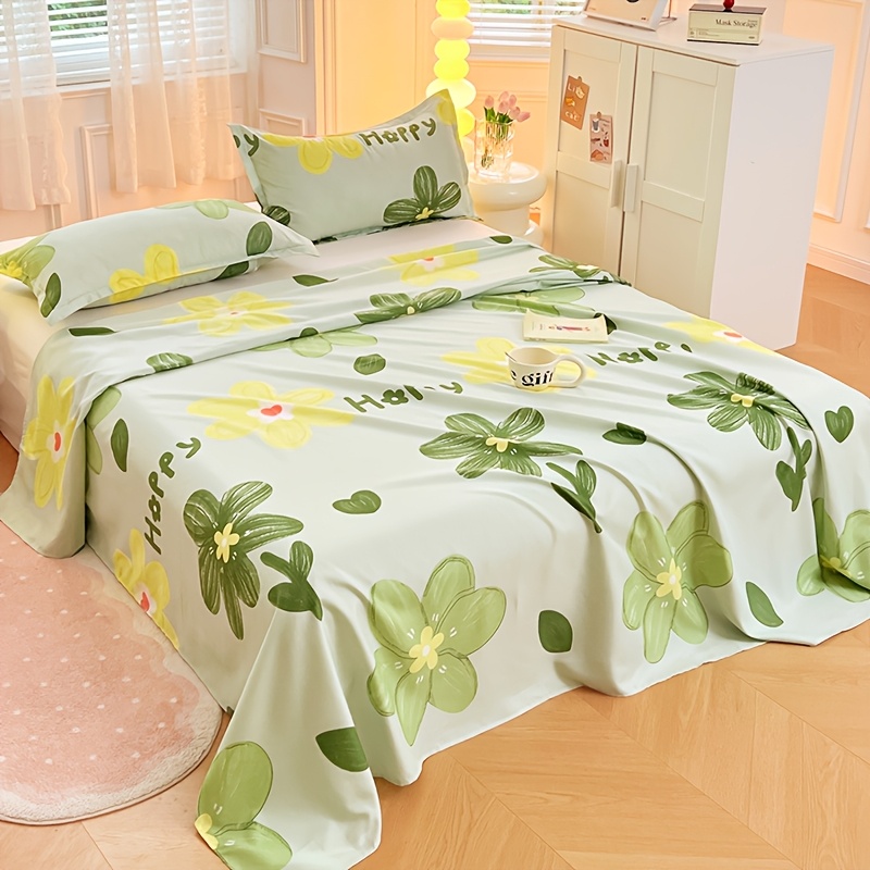 TEMU 1pc New Print Single Bed Sheet, Breathable Anti-stuffy High-density Fabric, Fastness, Fade-resistant, Washable, Pillowcase Not Included