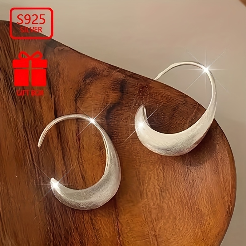 925 Silver Frosted C-shaped Women's Earrings