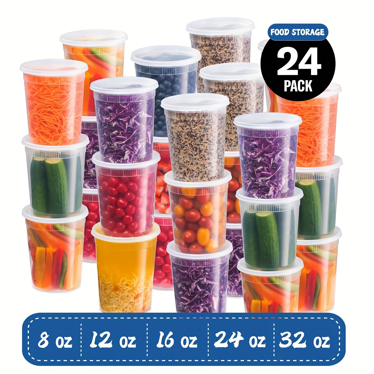 

24 32oz/24oz/16oz/12oz/8oz Disposable Round Plastic , For , , , For Preparing , Or Lunches, Including Soups, , Salads