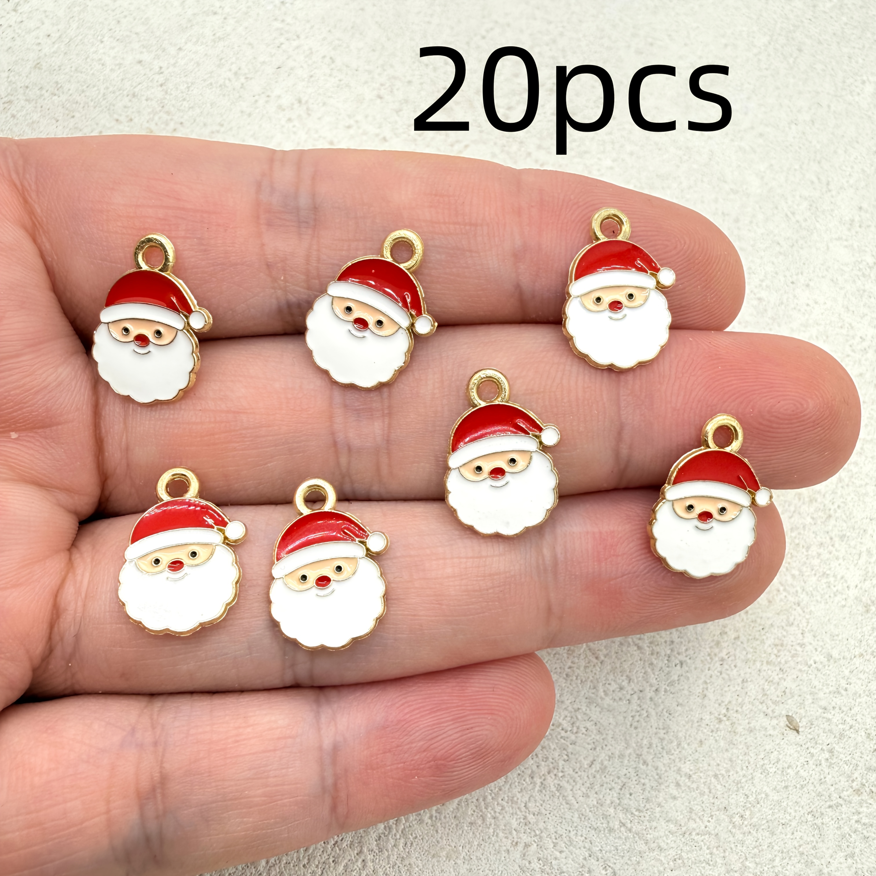 TEMU 20pcs Alloy Christmas Santa Head Pendant, Suitable For Jewelry Making, Perfect For Party Additions, Earrings, Necklaces, Bag Charms