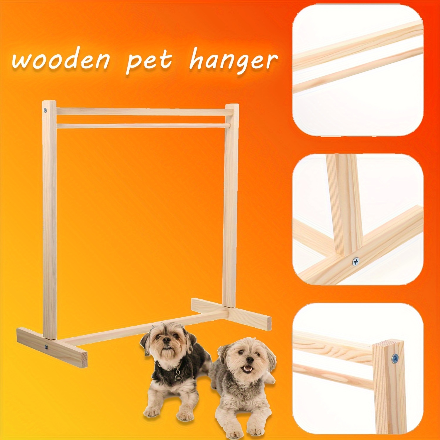 

1pc Wooden Pet Clothes - 23.8" Portable Folding Pet Garment And , For To Breeds, - Freestanding Wood Pet Clothes Organizer 2 Shelves