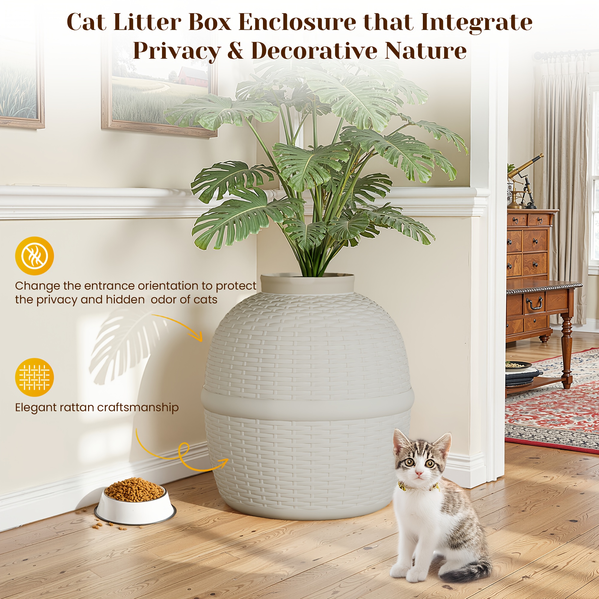 concealed litter box featuring artificial plant - Temu
