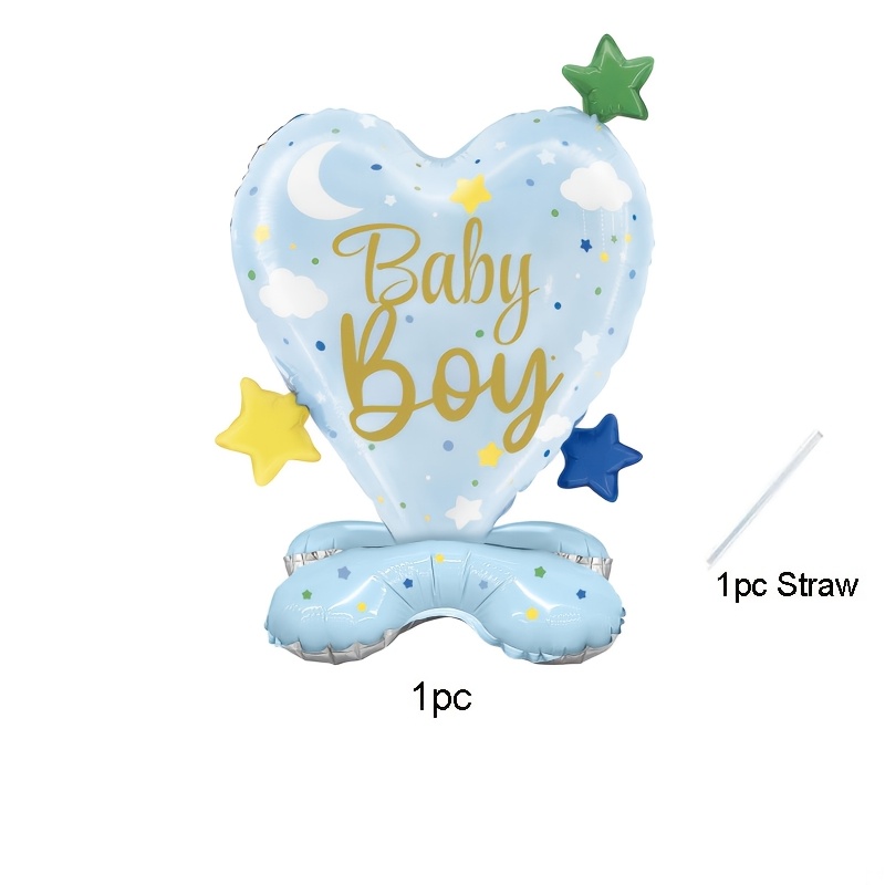 Image of Gender Reveal Party With Heart-shaped Aluminum Foil Balloons, Straw Set, Camping-themed Party Decorations, Graduation Gifts, Bridal Party Background Decor, Wedding And Birthday Party Supplies