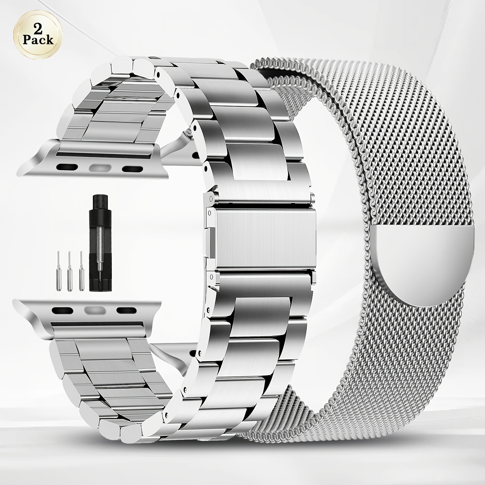 TEMU Correa de reloj de malla de acero inoxidable con atracción magnética para un ajuste más fuerte - Compatible con Apple Watch 38 mm 40 mm 41 mm 42