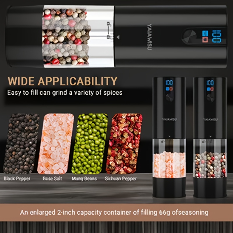   electric spice and coffee grinder with lcd display usb powered powerful   touch operation transparent grinding chamber compact portable design with ergonomic handle automatic grinding machine for kitchen   compatible with coffee beans spices herbs   seeds nuts durable plastic construction usb charging one click control lcd screen grinder for kitchen coffee bean grinder