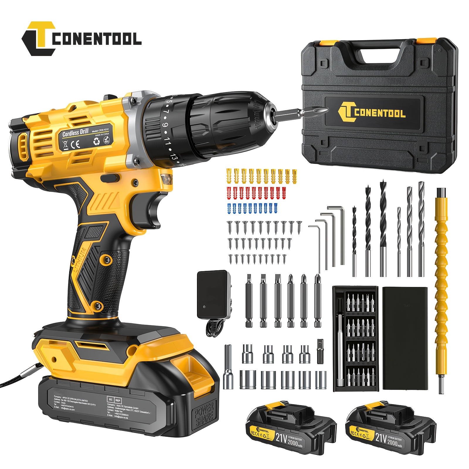 Image of Wireless Drill Set, Cordless Electric Screwdriver Kit With , 2-speed & Built-in Led Light, 1 High-capacity Batteries, Power Tool For Home Improvement, Diy, Industrial & Plastic Working.