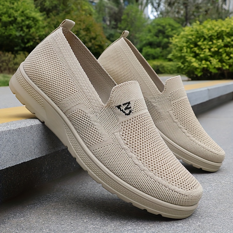 Men's Stylish Solid Knit Casual Shoes - Lightweight, Breathable, Non-Slip - The Perfect Choice for Outdoor Adventures and Leisure Enthusiasts