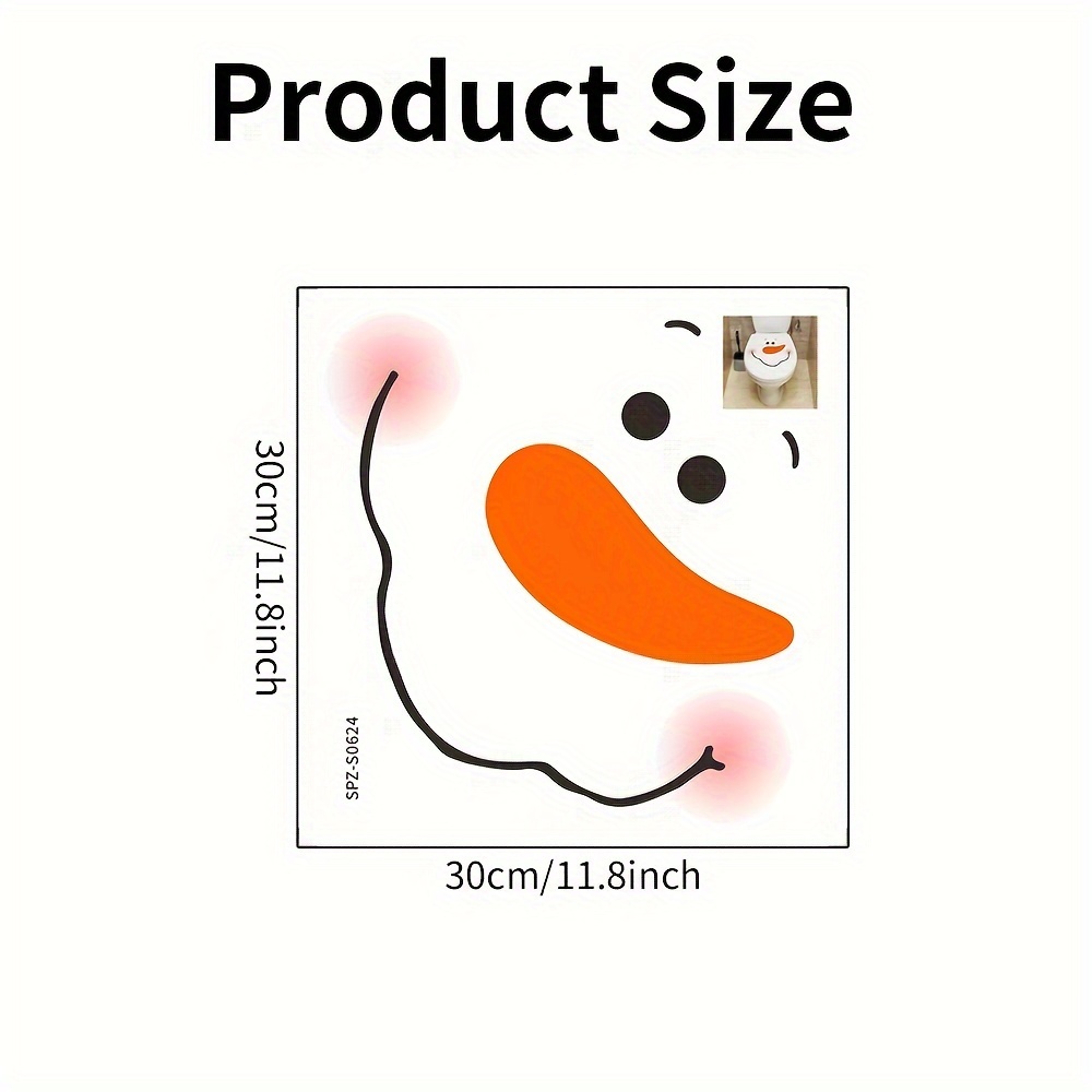 Image of Christmas Snowman Toilet Lid Decal - Waterproof, Removable Pvc Sticker With Smiling Snowman Design, Self-adhesive Holiday Bathroom Decoration