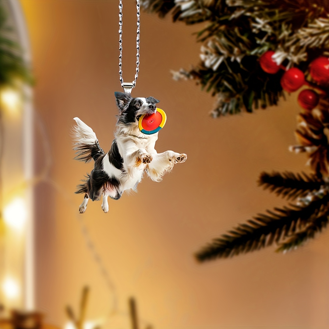 

1pc Acrylic Hanging Ornament, 2d Dog Ball-catching Charm, Keychain For Vehicle Interior Decoration