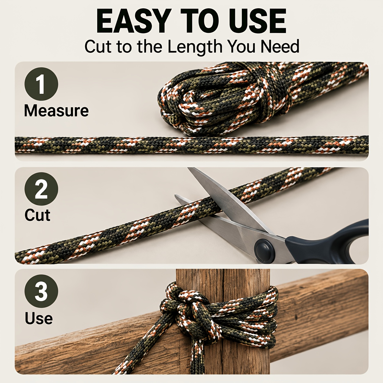 9.1-Meter Long Paracord Set with Metal Grommets