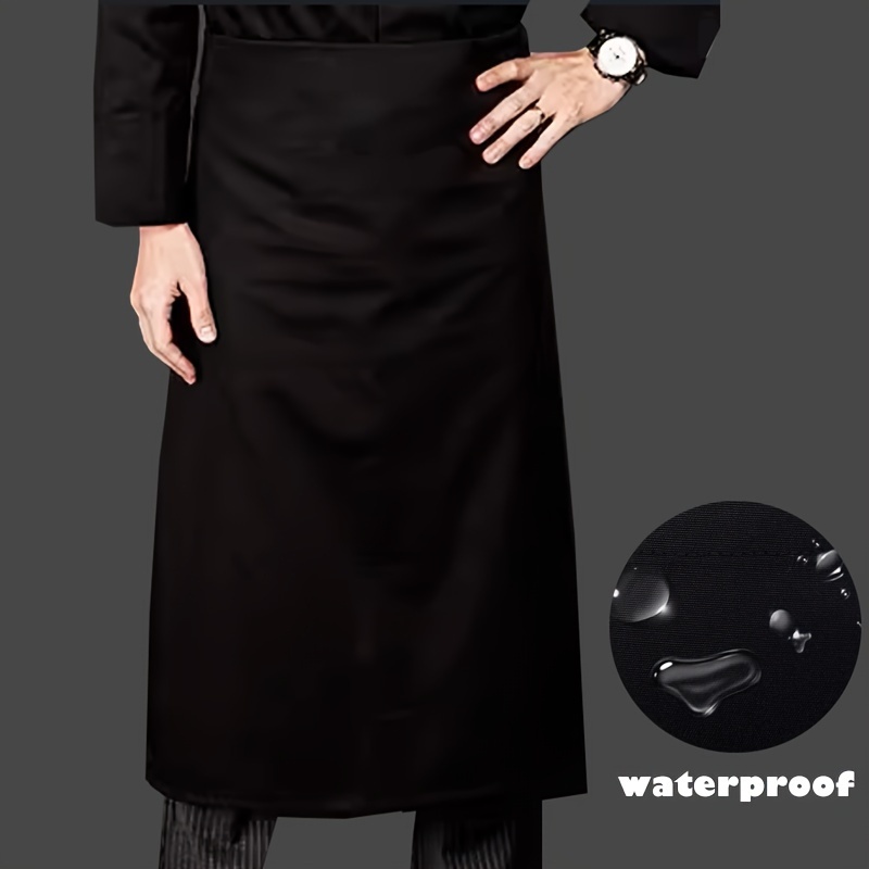 

Premium Black Polyester Chef Apron - Waterproof & Oil-resistant, Half-length Design For Kitchen And Restaurant Use
