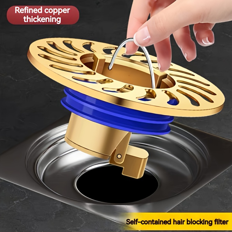 

Copper Drain Catcher Strainer With Hair Blocking Filter - Anti-corrosion And Anti-rust, Refined Copper Forging For Bathroom Sewer Odor Prevention