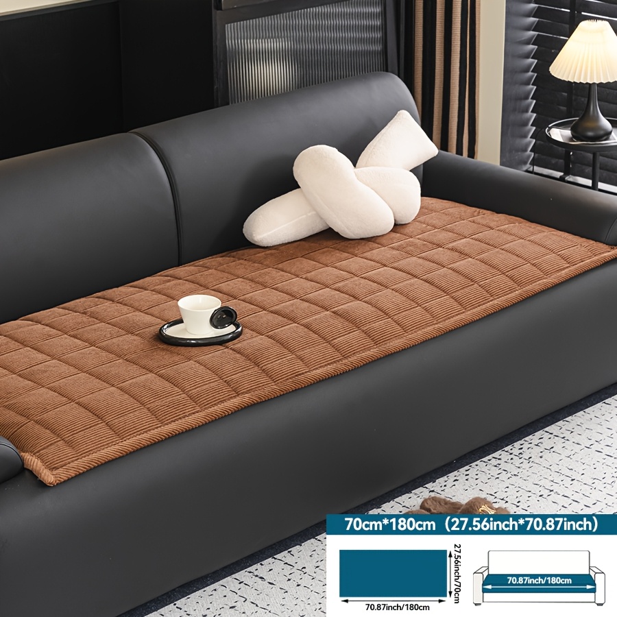 TEMU 1pc Corduroy Sofa Cushion, Plush Feel, Plaid Stripe Solid , Modern Home Decor, Machine Washable, Suitable For 2, 3, 4 Seater Sofas, Ideal For