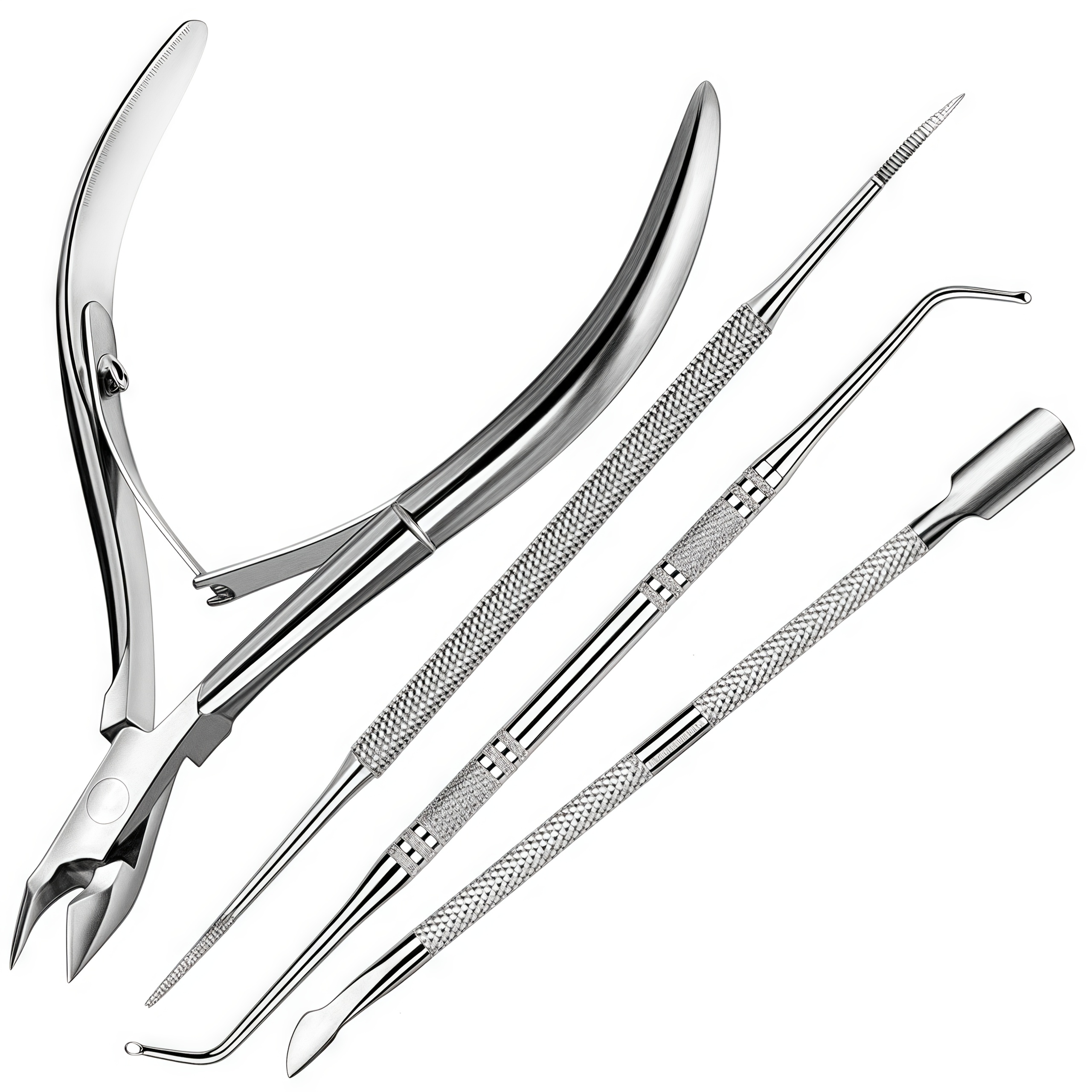 Image of 4pcs Nail Removal Set, Pedicure Tool, Nail Care Set, Stratum Corneum Trimmer, Nail Stratum Clippers, Stainless Steel, Stratum Corneum Scissors, Stratum Corneum Thruster, Manicure Set, Pedicure Set.