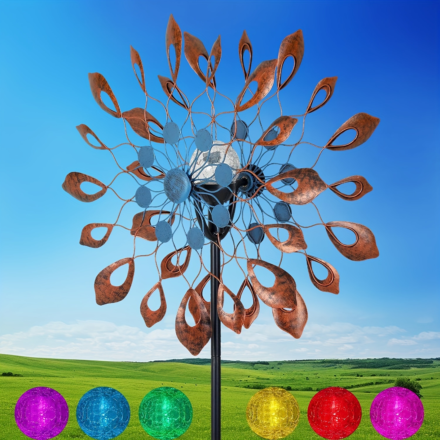 

Garden Wind 360°, Outdoor Metal Windmill Yard Large 73 In Height Dual Wind With Kinetic, Wind Spinner Outdoor Clearance For Yard And Garden Art Decor