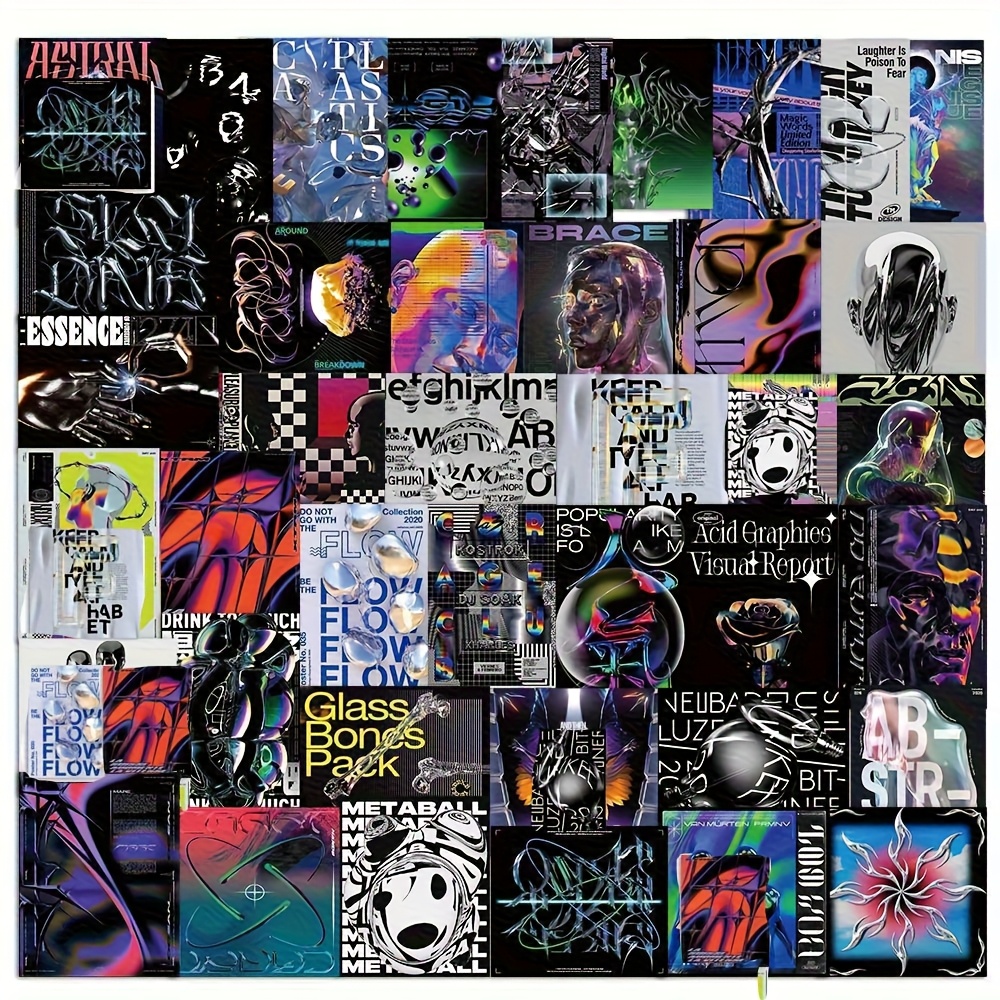 40pcs Funny Acid Design Graffiti Stickers Vinyl Aesthetic Stickers For Water Bottle, Hardhat, Computer, Notebook, Luggage, Phone, Laptop Bike Skateboard