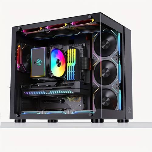 cyclone knight rgb led cooling fan desktop gaming computer high airflow pwm argb light effect synchronized with motherboard processor cooling fan double sided infinite mirror metal shaft cd pattern temperature control silent
