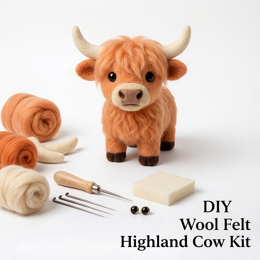 wool felt highland cow kit mixed color   craft kit with   instructions for home decor and gifts ideal for   and couples