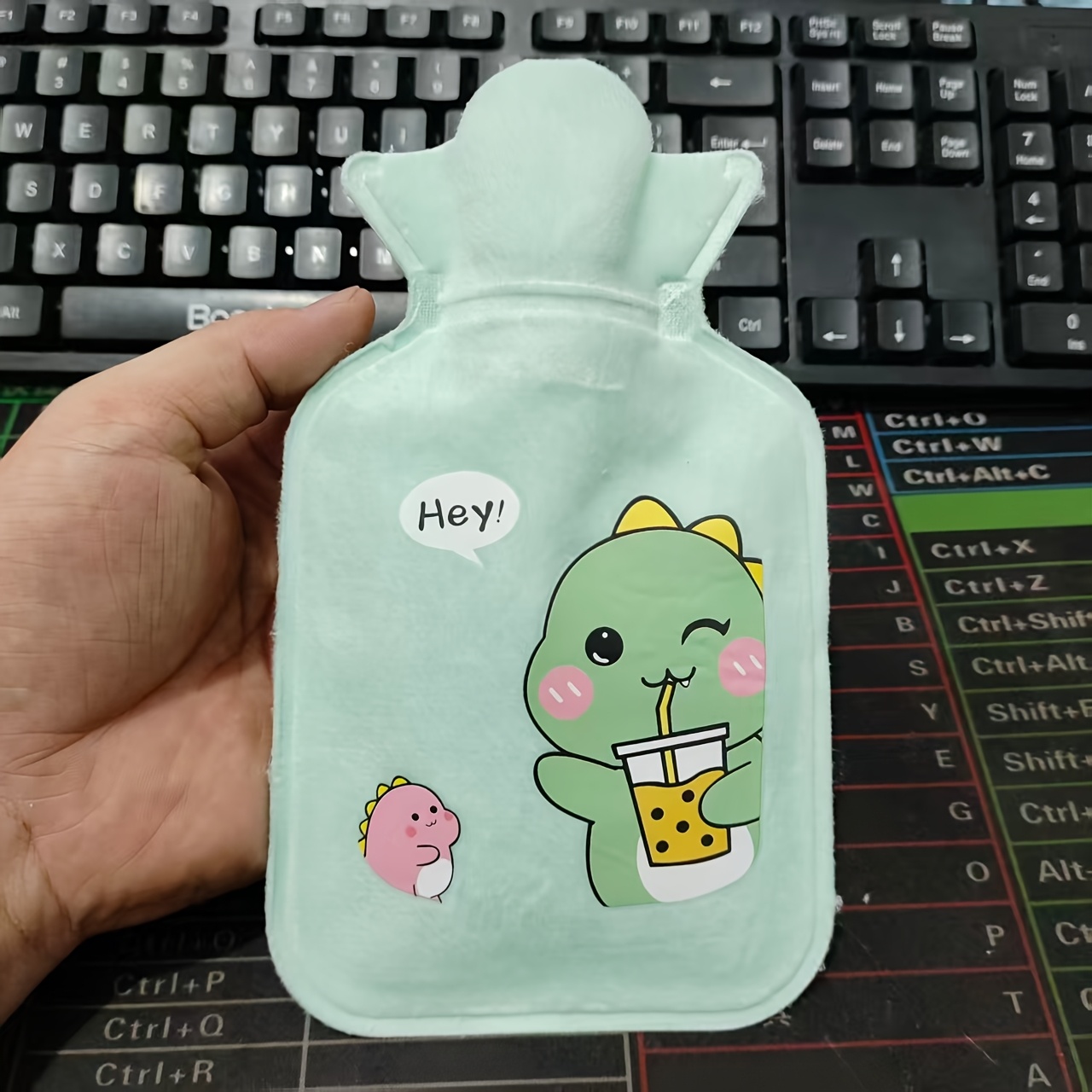 TEMU 1pc Cute Animal Print Hand Warmer, Palm-sized 300ml Portable Water-fillable Hot Water Bottle, Safe And -proof