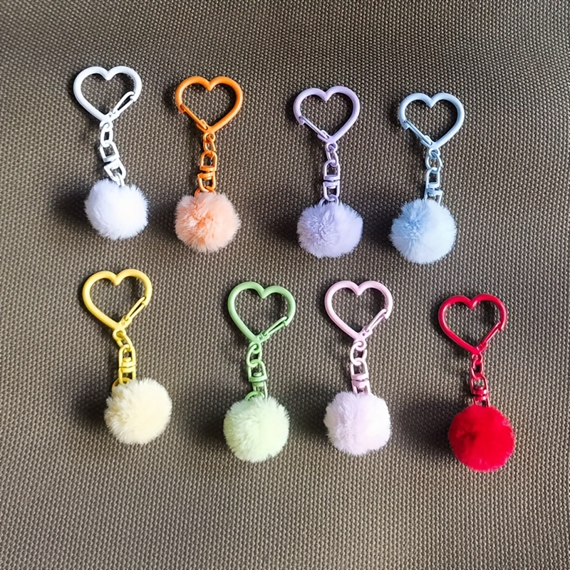 TEMU Colorful Keychain Set (random Colors) 10pcs Set Adorable Spherical Handmade Jewelry Accessories Creative Making Key Rings
