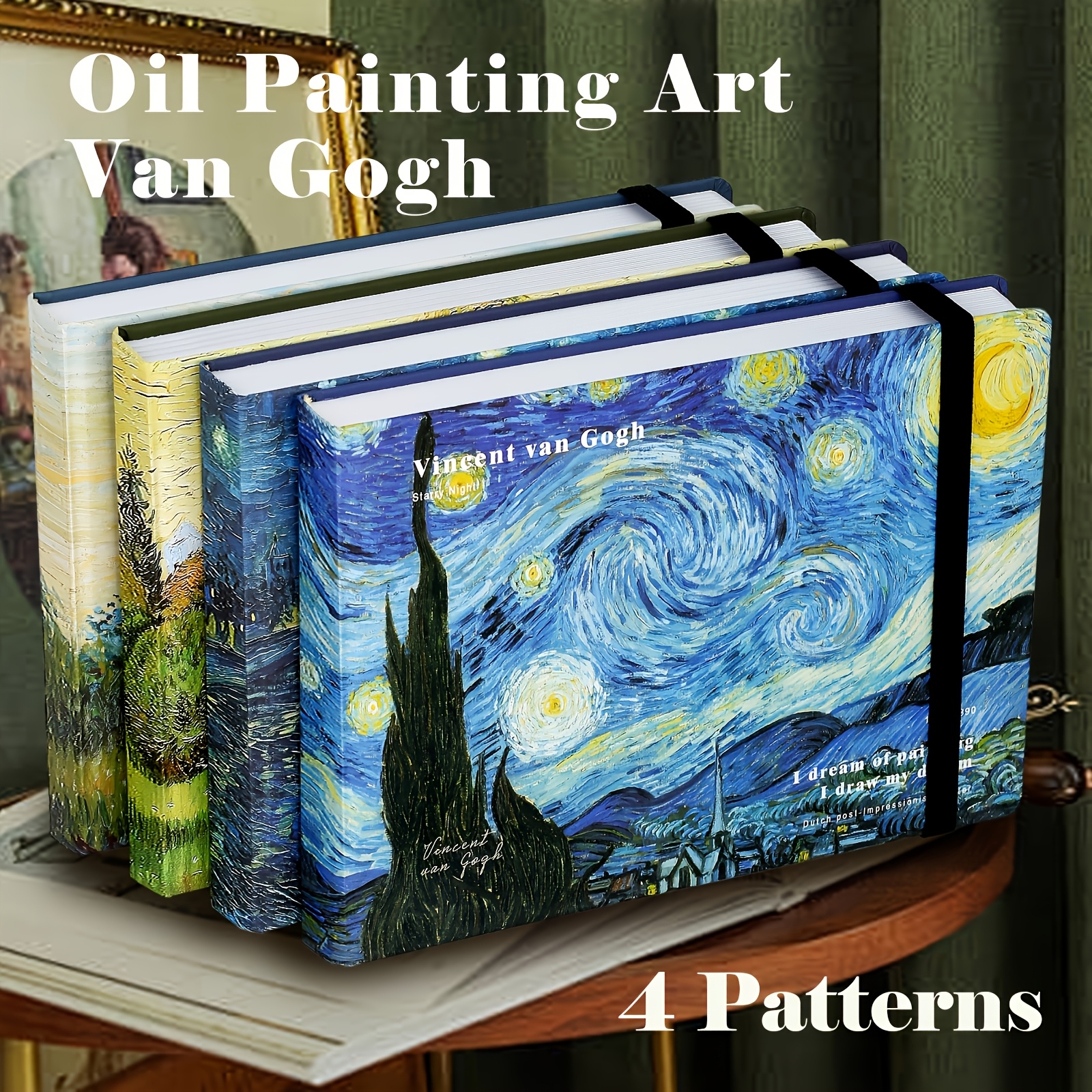 

Van Gogh Inspired A5 Sketchbook, Pages, 250gsm Watercolor Paper, Hardcover Thickened Notebook, Patterns, Marker Pen Drawing Book, Art Supplies For Adults & Beginners, Ideal Gift