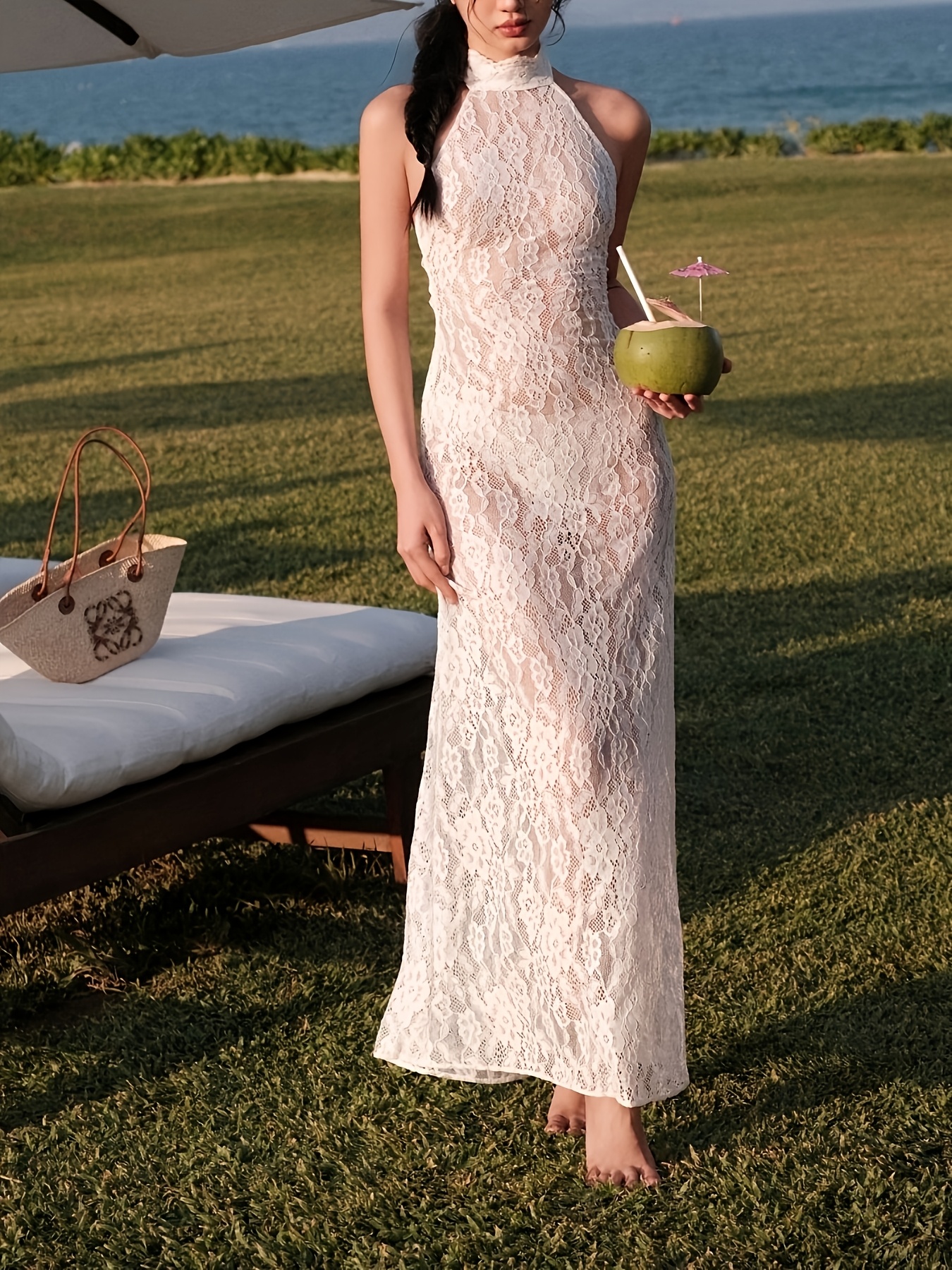 sachin and babi light blue dress Full Pearl Embellished Sheer Mesh Cover-Up Maxi Dress in White main image 0