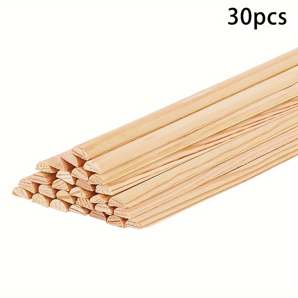 Image of 30pcs Round Wood Sticks Unfinished Round Strips Wooden Round Rod Natural Wood Round Sticks Model Additions For Wood Craft Supplies 200x7x3mm