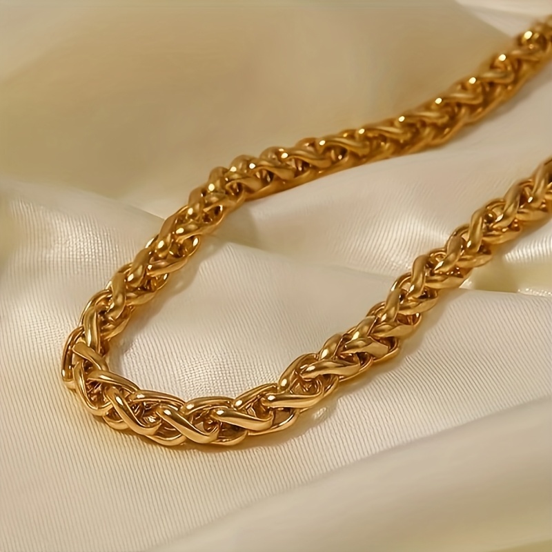Men's Golden Stainless Steel Braided Chain Necklace
