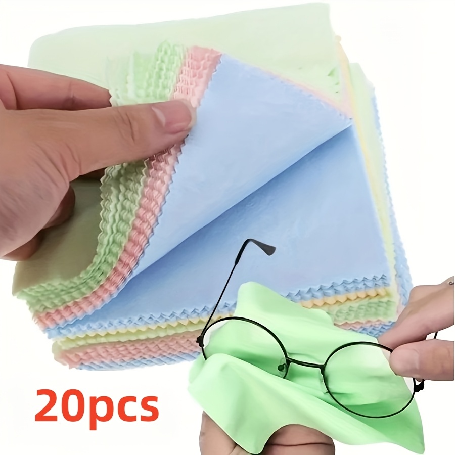 Image of 20pcs Fiber Cleaning Cloths, Suitable For Glasses, Camera Lenses And Smartphone Screens, Thick Soft Odorless Wipes, Random Colors, Fiber Island Suede Velvet