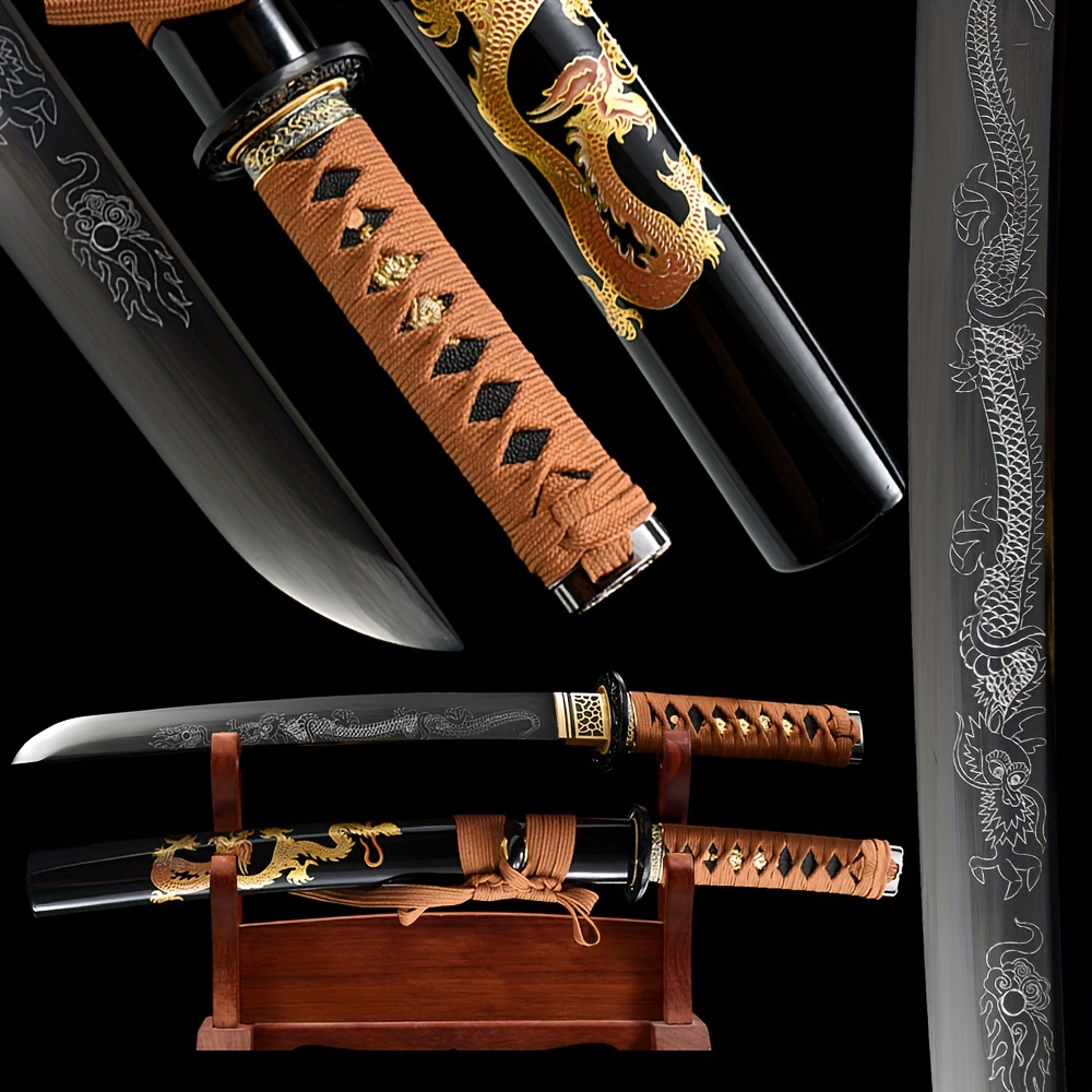 

1060 High Carbon Steel Heat Restoration Full Handmade Japanese Real Authentic Knife, Full Tang, (collection Blade 33cm, Uncut, Knife Tip Curve 2.5mm Gyn