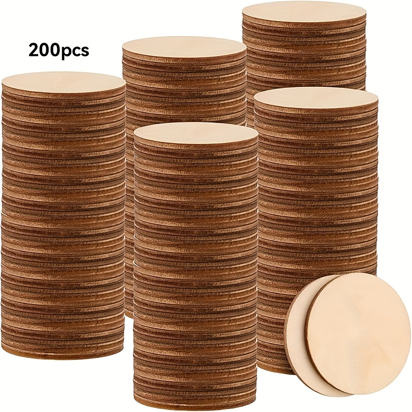 Image of 200pcs 5cm Round Wooden Discs