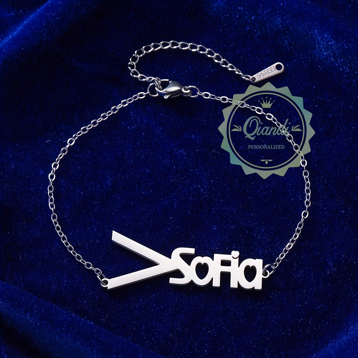 Custom V-Shaped Stainless Steel Bracelet, Personalized Gift